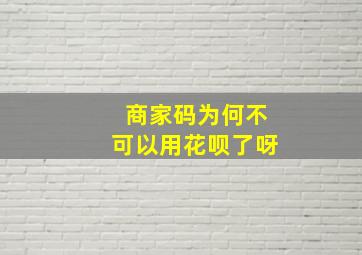 商家码为何不可以用花呗了呀