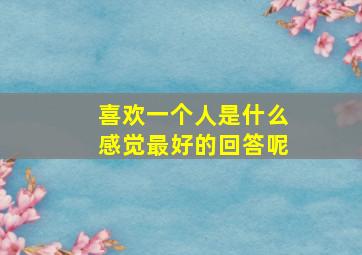 喜欢一个人是什么感觉最好的回答呢