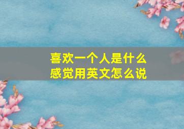 喜欢一个人是什么感觉用英文怎么说