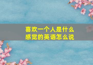 喜欢一个人是什么感觉的英语怎么说