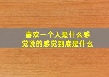 喜欢一个人是什么感觉说的感觉到底是什么