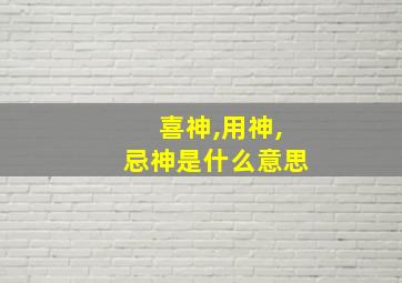 喜神,用神,忌神是什么意思