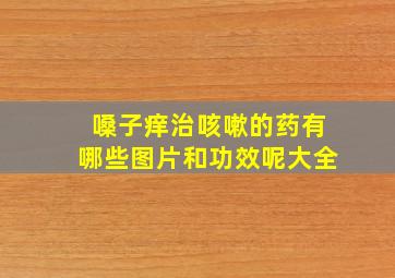 嗓子痒治咳嗽的药有哪些图片和功效呢大全