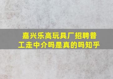 嘉兴乐高玩具厂招聘普工走中介吗是真的吗知乎