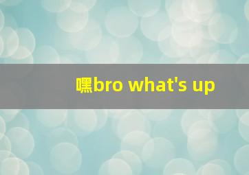 嘿bro what's up