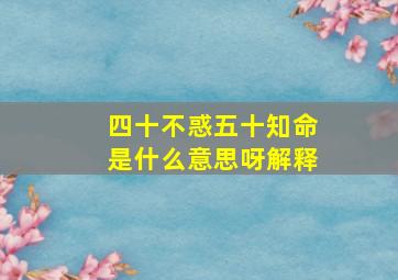 四十不惑五十知命是什么意思呀解释