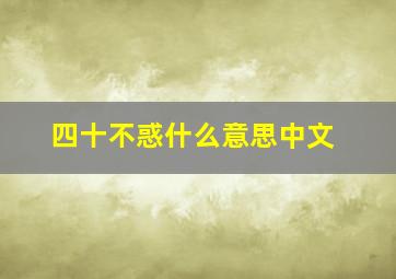 四十不惑什么意思中文