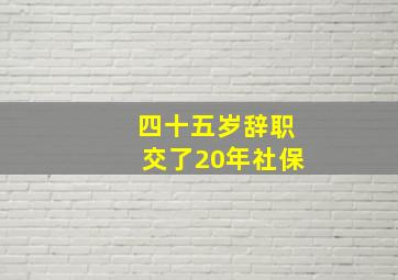 四十五岁辞职交了20年社保