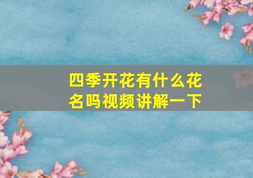 四季开花有什么花名吗视频讲解一下