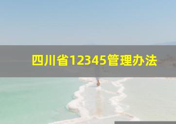 四川省12345管理办法