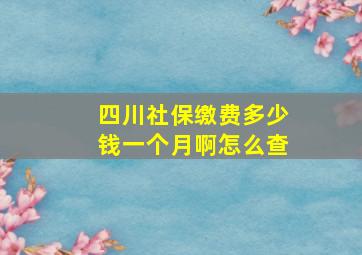 四川社保缴费多少钱一个月啊怎么查