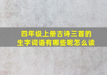 四年级上册古诗三首的生字词语有哪些呢怎么读