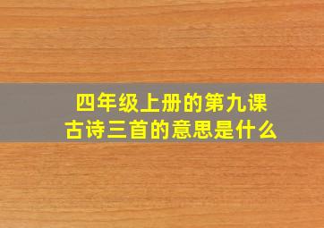 四年级上册的第九课古诗三首的意思是什么