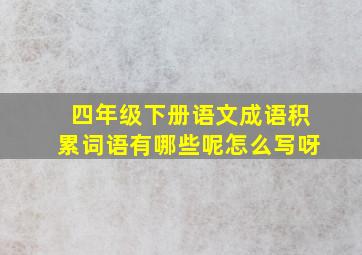 四年级下册语文成语积累词语有哪些呢怎么写呀