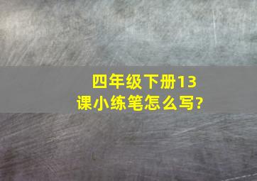 四年级下册13课小练笔怎么写?