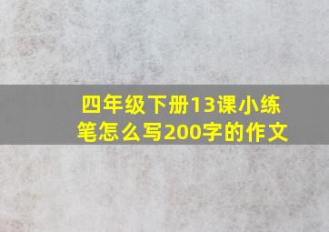 四年级下册13课小练笔怎么写200字的作文