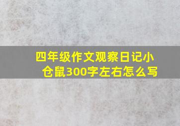 四年级作文观察日记小仓鼠300字左右怎么写