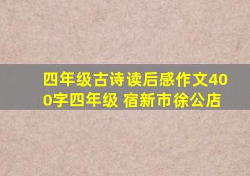 四年级古诗读后感作文400字四年级 宿新市徐公店