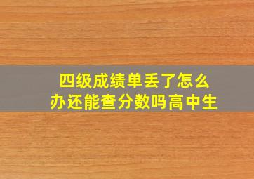 四级成绩单丢了怎么办还能查分数吗高中生