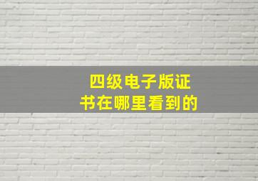 四级电子版证书在哪里看到的