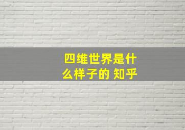 四维世界是什么样子的 知乎