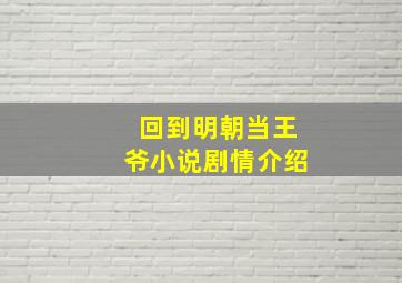 回到明朝当王爷小说剧情介绍