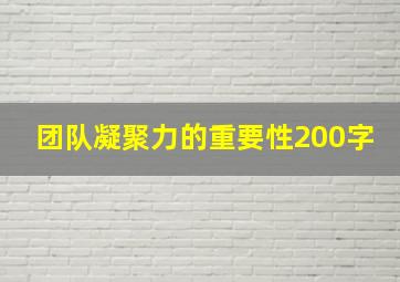 团队凝聚力的重要性200字