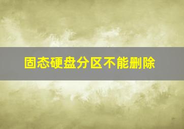 固态硬盘分区不能删除