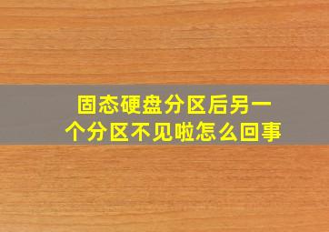 固态硬盘分区后另一个分区不见啦怎么回事