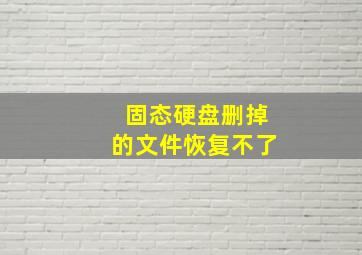 固态硬盘删掉的文件恢复不了