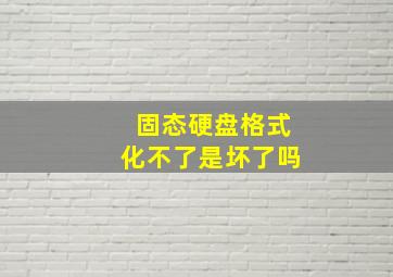 固态硬盘格式化不了是坏了吗