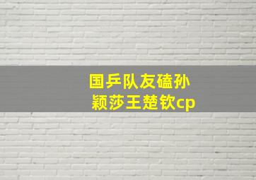 国乒队友磕孙颖莎王楚钦cp