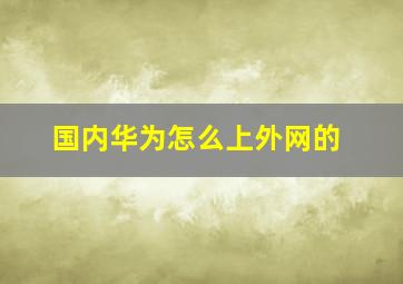 国内华为怎么上外网的