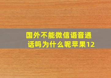 国外不能微信语音通话吗为什么呢苹果12