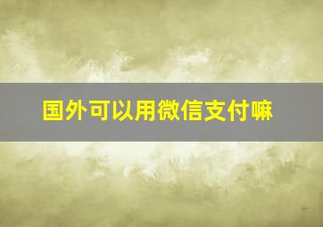 国外可以用微信支付嘛