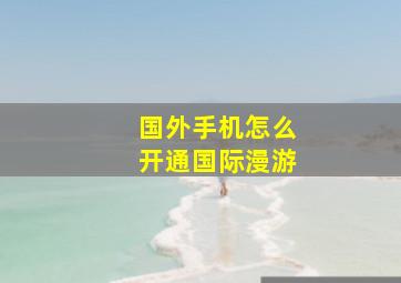 国外手机怎么开通国际漫游