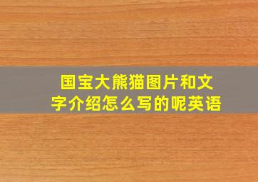 国宝大熊猫图片和文字介绍怎么写的呢英语