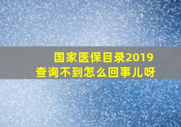 国家医保目录2019查询不到怎么回事儿呀