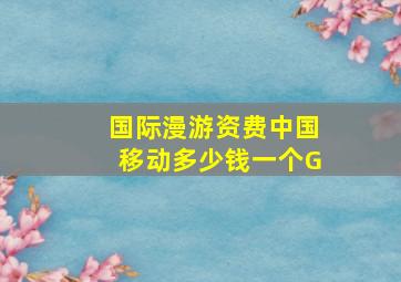 国际漫游资费中国移动多少钱一个G