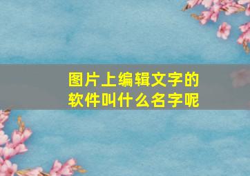 图片上编辑文字的软件叫什么名字呢