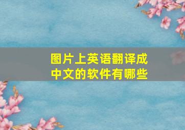 图片上英语翻译成中文的软件有哪些