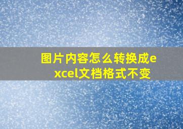 图片内容怎么转换成excel文档格式不变