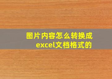 图片内容怎么转换成excel文档格式的