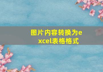 图片内容转换为excel表格格式