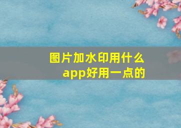 图片加水印用什么app好用一点的