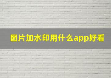 图片加水印用什么app好看