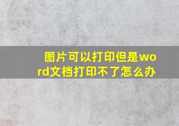 图片可以打印但是word文档打印不了怎么办