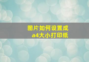 图片如何设置成a4大小打印纸