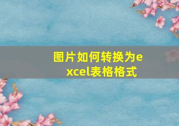 图片如何转换为excel表格格式