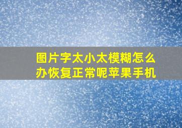 图片字太小太模糊怎么办恢复正常呢苹果手机